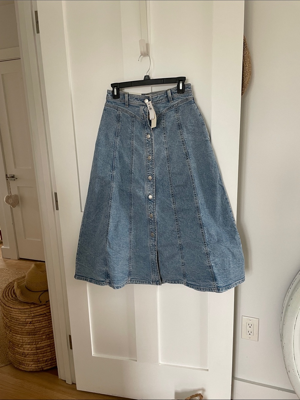 Banana Republic Light Blue Denim Button-Front A-Line Skirt
